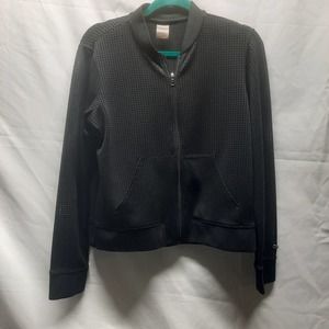 Calia by Carrie Underwood Black Perforated exercise workout bomber jacket Md.